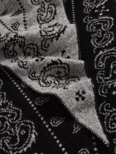 Guest In Residence Women's Cashmere Paisley Triangle Bandana - Black Heather Grey | Thumbnail 2