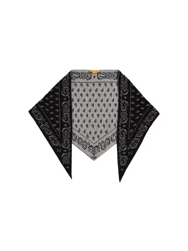 Guest In Residence Women's Cashmere Paisley Triangle Bandana - Black Heather Grey | Thumbnail 1