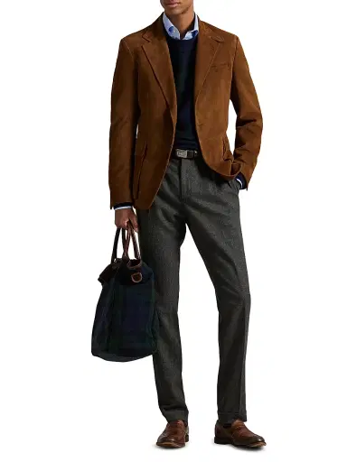 Polo Ralph Lauren Men's Suede Single-Breasted Sport Coat - New Pale Russet - Size 44 | Thumbnail 2