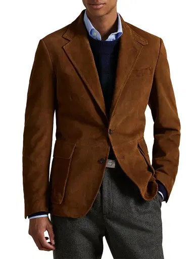 Polo Ralph Lauren Men's Suede Single-Breasted Sport Coat - New Pale Russet - Size 44 | Thumbnail 3