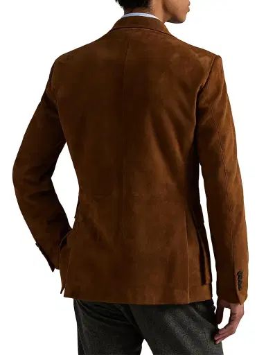 Polo Ralph Lauren Men's Suede Single-Breasted Sport Coat - New Pale Russet - Size 44 | Thumbnail 4