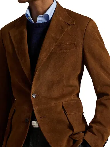 Polo Ralph Lauren Men's Suede Single-Breasted Sport Coat - New Pale Russet - Size 44 | Thumbnail 5