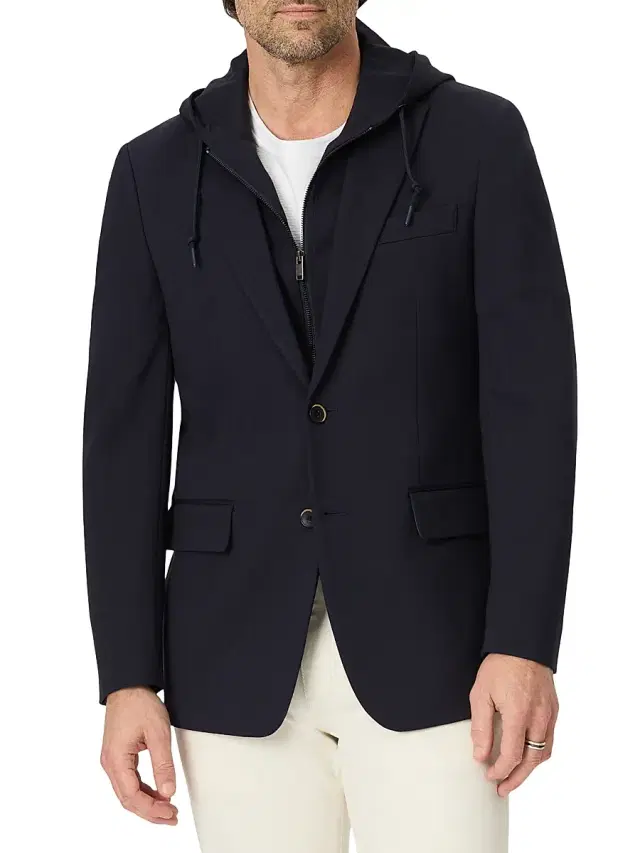 Robert Graham Men's Voyager Knit Zip-Out Vest Sport Coat - Navy - Size 52