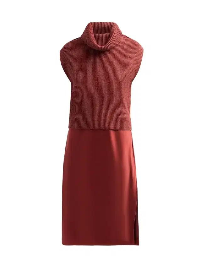 Design History Women's Jin Wool Sweater & Satin Midi Dress - Russet