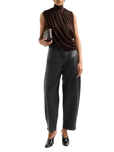 Ronny Kobo Women's Sav Draped Mock Turtleneck Top - Chocolate | Thumbnail 2