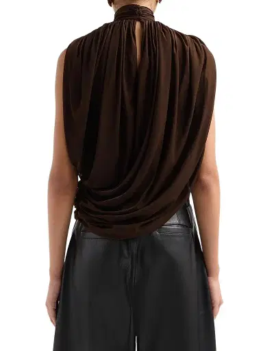 Ronny Kobo Women's Sav Draped Mock Turtleneck Top - Chocolate | Thumbnail 3