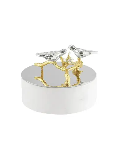 Michael Aram Lovebirds Silver & Gold Trinket Box | Thumbnail 2
