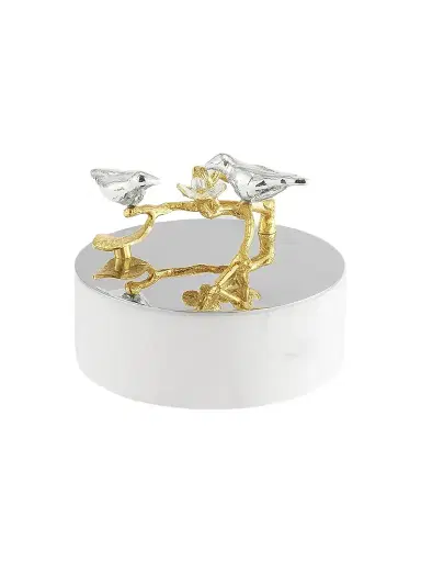 Michael Aram Lovebirds Silver & Gold Trinket Box | Thumbnail 1