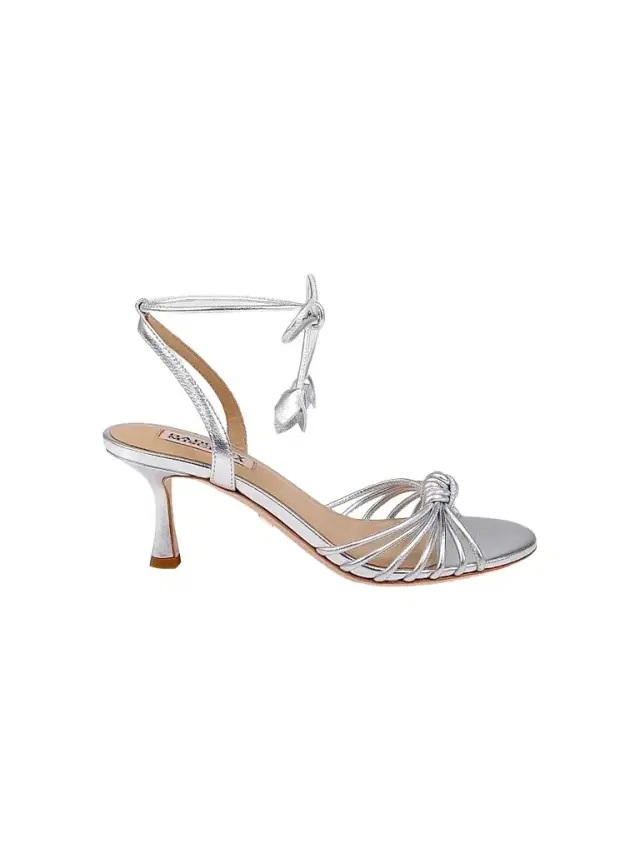 BADGLEY MISCHKA Women's Yelena 65MM Leather Wrap Sandals - Silver Metallic