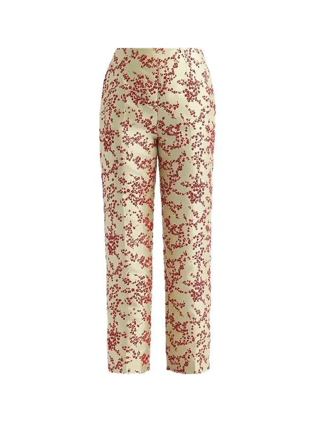 Alberta Ferretti Women's Radzmir Flocked Silk Straight-Leg Crop Pants - Multi Green