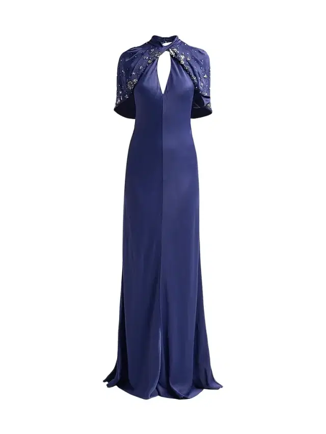 Alberta Ferretti Women's Enver Satin Embellished-Cape Gown
