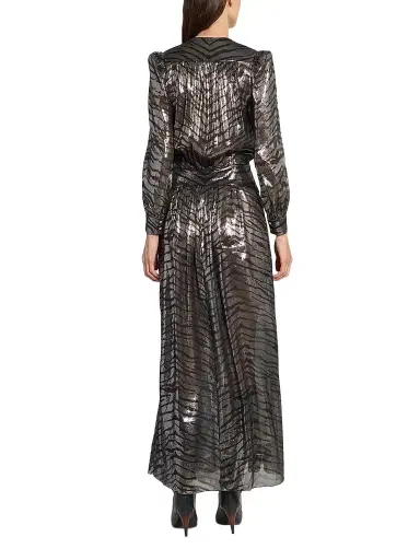 Isabel Marant Women's Felby Metallic Zebra Silk-Blend Maxi Dress - Black Silver | Thumbnail 3 Isabel Marant Women's Felby Metallic Zebra Silk-Blend Maxi Dress - Black Silver | Thumbnail 3