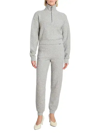Victoria Beckham Women's Wool-Blend Joggers - Light Grey Marl | Thumbnail 2