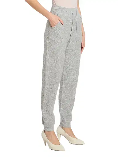 Victoria Beckham Women's Wool-Blend Joggers - Light Grey Marl | Thumbnail 4