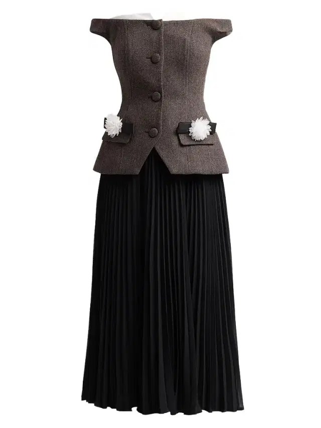 Self-Portrait Women's Off-the-Shoulder Chiffon Midi Dress - Brown