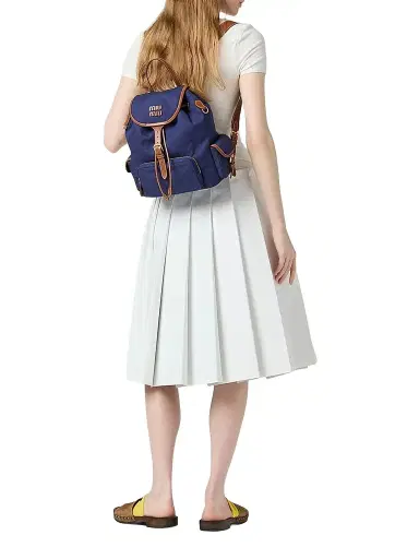 Miu Miu Women's Canvas and Leather Backpack - Blue | Thumbnail 2