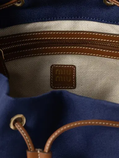 Miu Miu Women's Canvas and Leather Backpack - Blue | Thumbnail 6