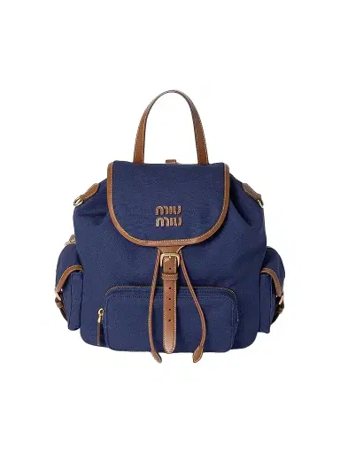 Miu Miu Women's Canvas and Leather Backpack - Blue | Thumbnail 1