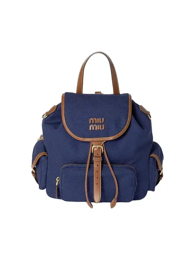 Miu Miu Women's Canvas and Leather Backpack - Blue