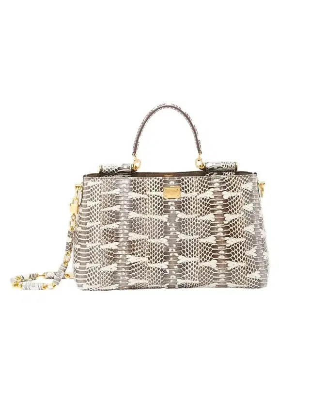 Dolce & Gabbana Women's Vittoria Snakeskin Embossed Leather Handbag - Bianco Perla