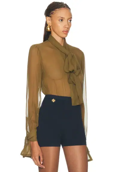 Saint Laurent Muslin Crepe Blouse | Thumbnail 2 Saint Laurent Muslin Crepe Blouse | Thumbnail 2