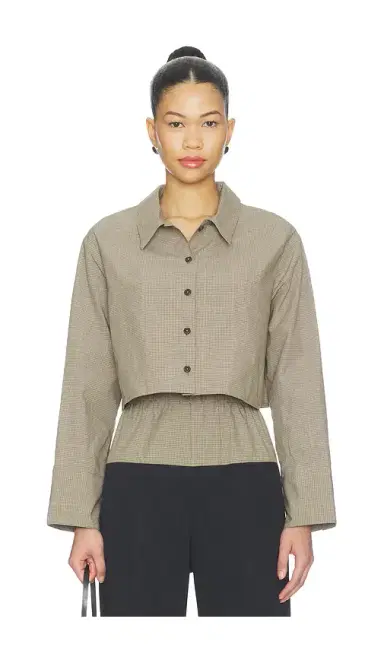 Matthew Bruch Cropped Oversized Button Down Top | Thumbnail 2