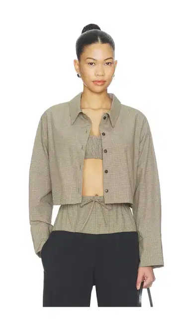 Matthew Bruch Cropped Oversized Button Down Top | Thumbnail 1