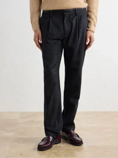Barena Straight-Leg Pleated Pinstriped Wool-Blend Trousers - Men | Thumbnail 3