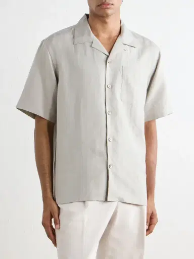 Ralph Lauren Purple Label Camp-Collar Silk and Linen-Blend Shirt - Men | Thumbnail 3 Ralph Lauren Purple Label Camp-Collar Silk and Linen-Blend Shirt - Men | Thumbnail 3