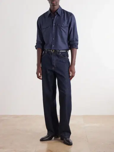 Husbands Cotton and Silk-Blend Twill Shirt - Men | Thumbnail 2