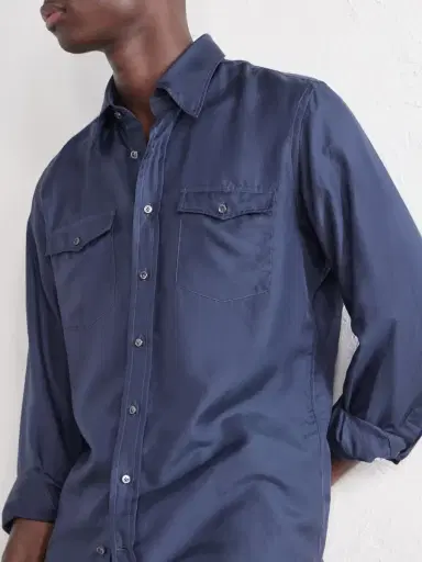 Husbands Cotton and Silk-Blend Twill Shirt - Men | Thumbnail 5