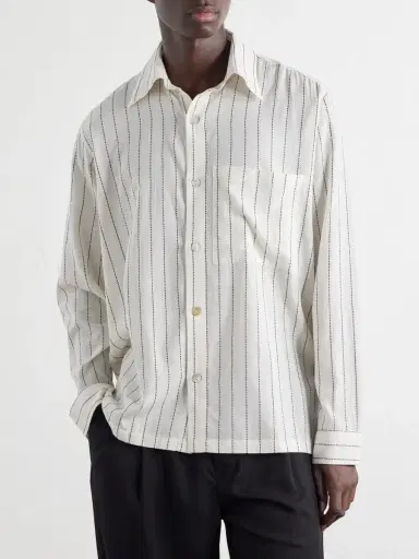 Kartik Research Pinstriped Cotton-Canvas Shirt - Men | Thumbnail 3 Kartik Research Pinstriped Cotton-Canvas Shirt - Men | Thumbnail 3
