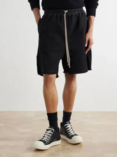 DRKSHDW by Rick Owens Straight-Leg Frayed Cotton-Canvas Shorts - Men | Thumbnail 3 DRKSHDW by Rick Owens Straight-Leg Frayed Cotton-Canvas Shorts - Men | Thumbnail 3