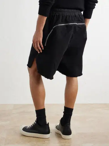 DRKSHDW by Rick Owens Straight-Leg Frayed Cotton-Canvas Shorts - Men | Thumbnail 4 DRKSHDW by Rick Owens Straight-Leg Frayed Cotton-Canvas Shorts - Men | Thumbnail 4