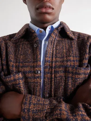 Portuguese Flannel Polaris Checked Tweed Overshirt - Men | Thumbnail 5