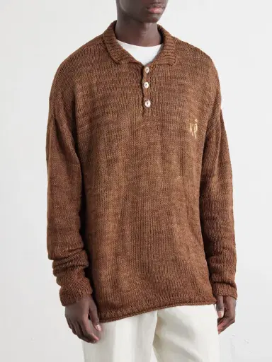 Kartik Research Logo-Embroidered Silk Polo Sweater - Men | Thumbnail 3