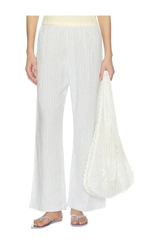 DONNI. The Cotton Gingham Stripe Crop Pant