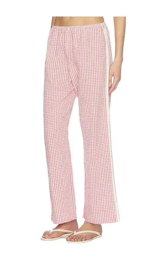 DONNI. The Cotton Gingham Stripe Crop Pant