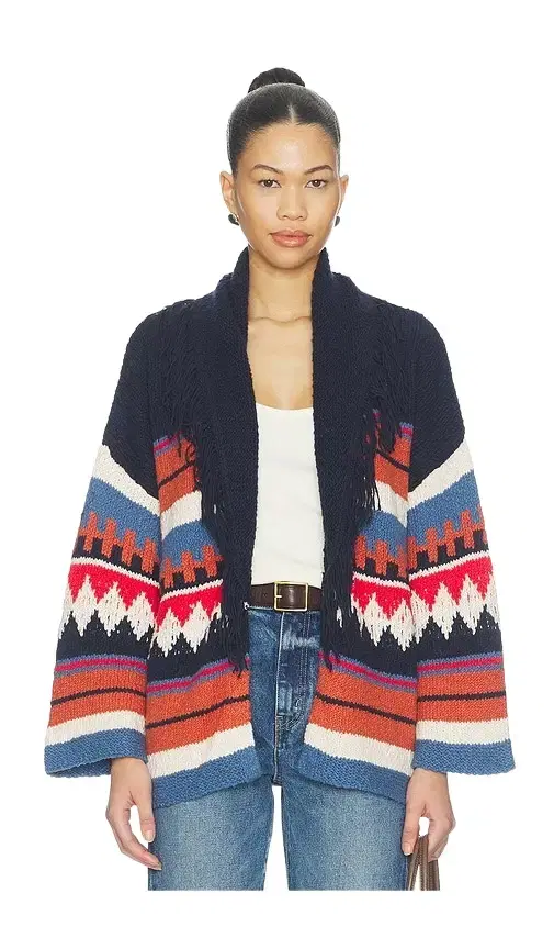 Autumn Cashmere Southwest Fringe Shawl Collar Wrap