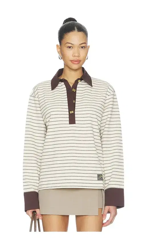 Ganni Single Pique Polo Top