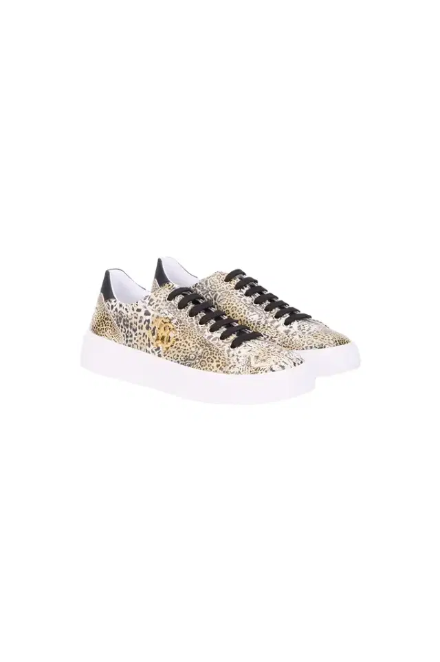 Roberto Cavalli Leopard Print Sneaker with Monogram RC