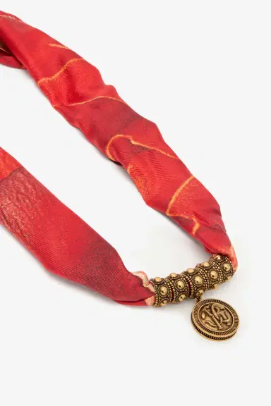 Roberto Cavalli Necklace in metal and printed silk | Thumbnail 5 Roberto Cavalli Necklace in metal and printed silk | Thumbnail 5