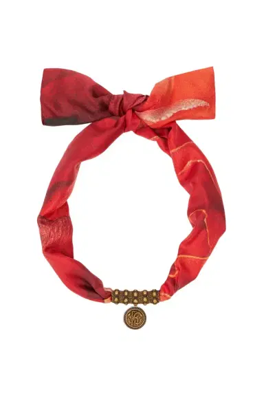 Roberto Cavalli Necklace in metal and printed silk | Thumbnail 1 Roberto Cavalli Necklace in metal and printed silk | Thumbnail 1