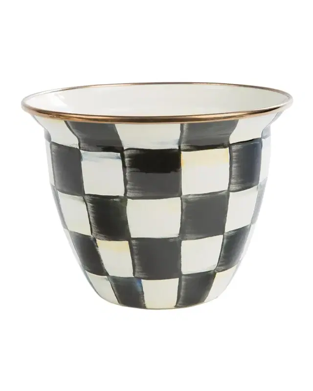 MacKenzie-Childs Courtly Check Enamel Flower Pot