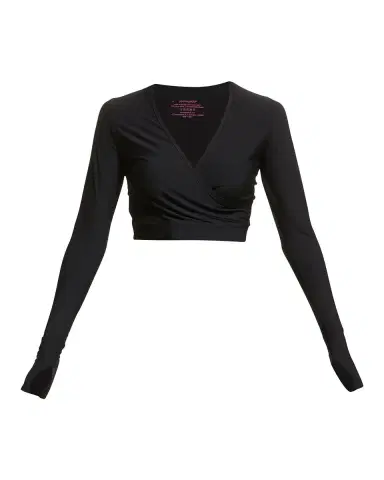 Commando Cropped Long-Sleeve Wrap Top | Thumbnail 2
