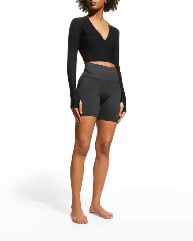 Commando Cropped Long-Sleeve Wrap Top | Thumbnail 3