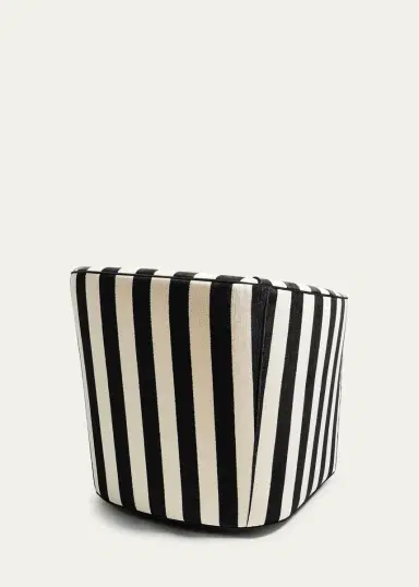 MacKenzie-Childs Marquee Black Stripe Chenille Swivel Chair | Thumbnail 3
