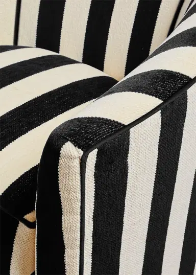 MacKenzie-Childs Marquee Black Stripe Chenille Swivel Chair | Thumbnail 4