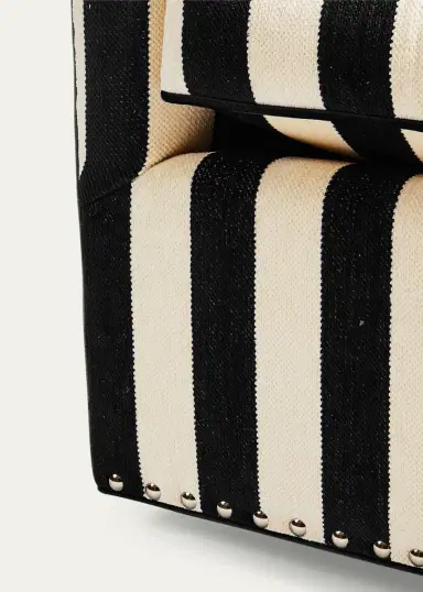 MacKenzie-Childs Marquee Black Stripe Chenille Swivel Chair | Thumbnail 5