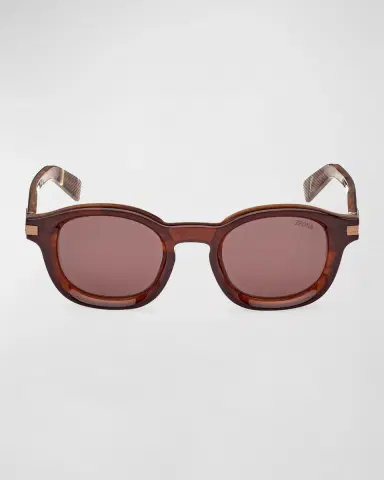 Zegna Men's AURORA Acetate Round Sunglasses | Thumbnail 3 Zegna Men's AURORA Acetate Round Sunglasses | Thumbnail 3
